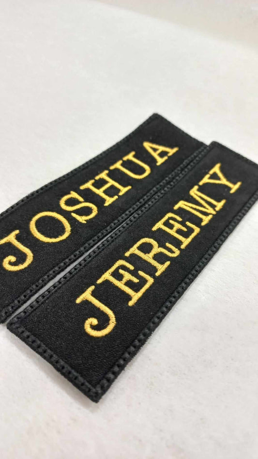 Embroidered Call Sign Patch - Black patch with hook and loop (100 x 35 mm)