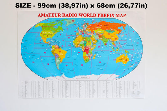 Amateur Radio World Prefix Map 2025 edition 99cm x 68cm