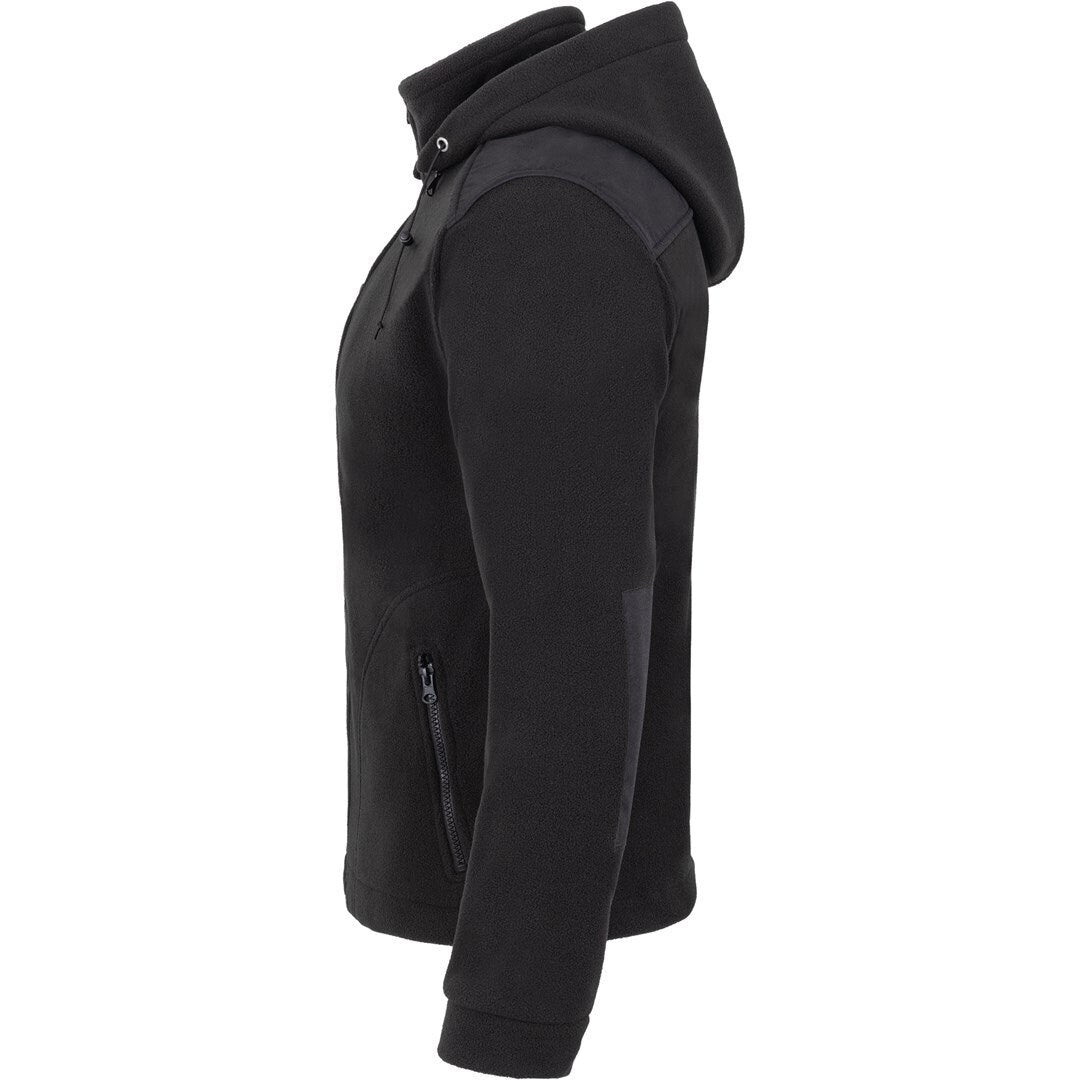 Men's fleece jacket with detachable hood - with embroidered amateur radio call sign and name (BK/BK)