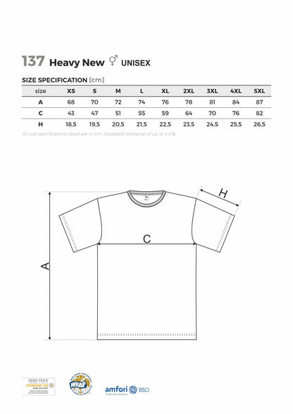 T-shirt Heavy New Unisex, Radioamateurs du Luxembourg - official, personalized with embroidered callsign and name