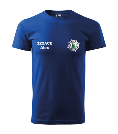 Koszulka T-shirt Heavy New Unisex, Niebieska (05), POTA - Oficjalne logo Parks On The Air, personalizowany znak wywoławczy oraz imię
