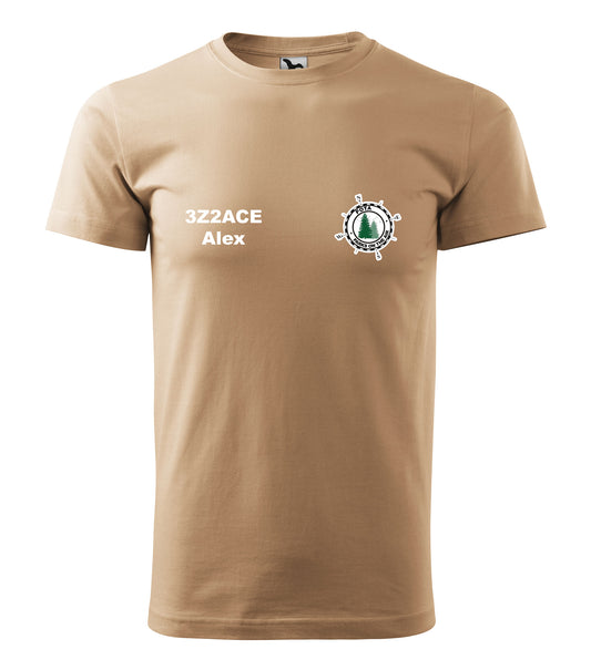 Koszulka T-shirt Heavy New Unisex, Piaskowa (08), POTA - Oficjalne logo Parks On The Air, personalizowany znak wywoławczy oraz imię