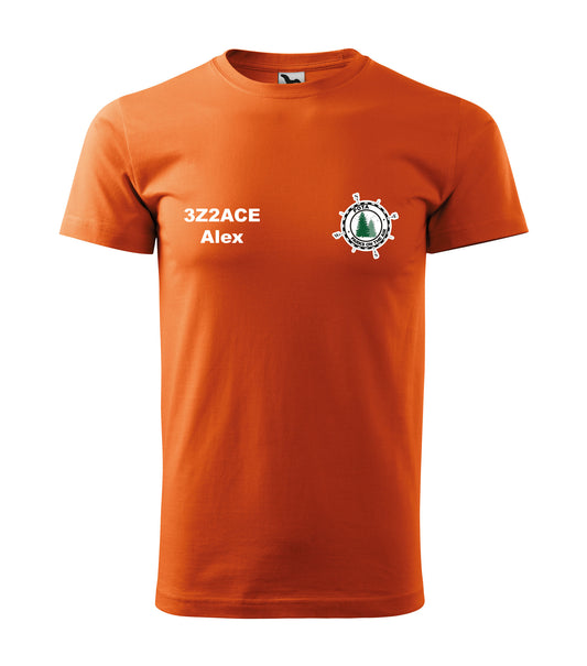 Koszulka T-shirt Heavy New Unisex, Pomarańczowa (11), POTA - Oficjalne logo Parks On The Air, personalizowany znak wywoławczy oraz imię