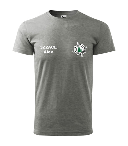 Heavy New Unisex T-shirt, Dark Gray Melange (12), POTA - Official Parks On The Air Logo, Personalized Call Sign and Name