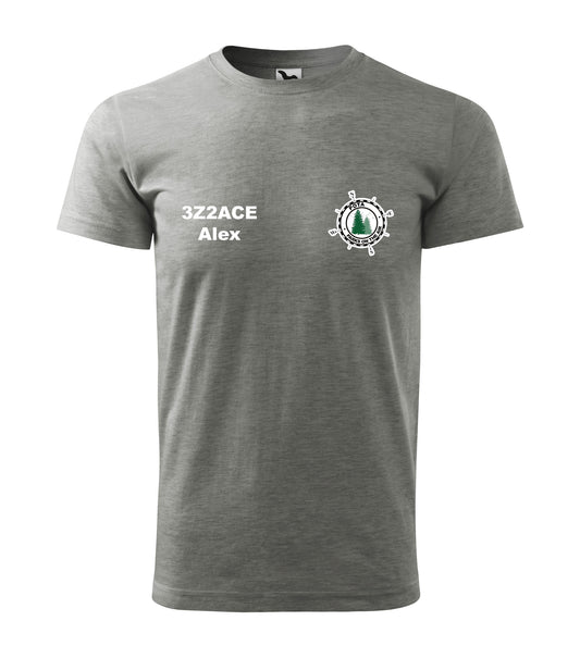 Koszulka T-shirt Heavy New Unisex, Szara (12), POTA - Oficjalne logo Parks On The Air, personalizowany znak wywoławczy oraz imię