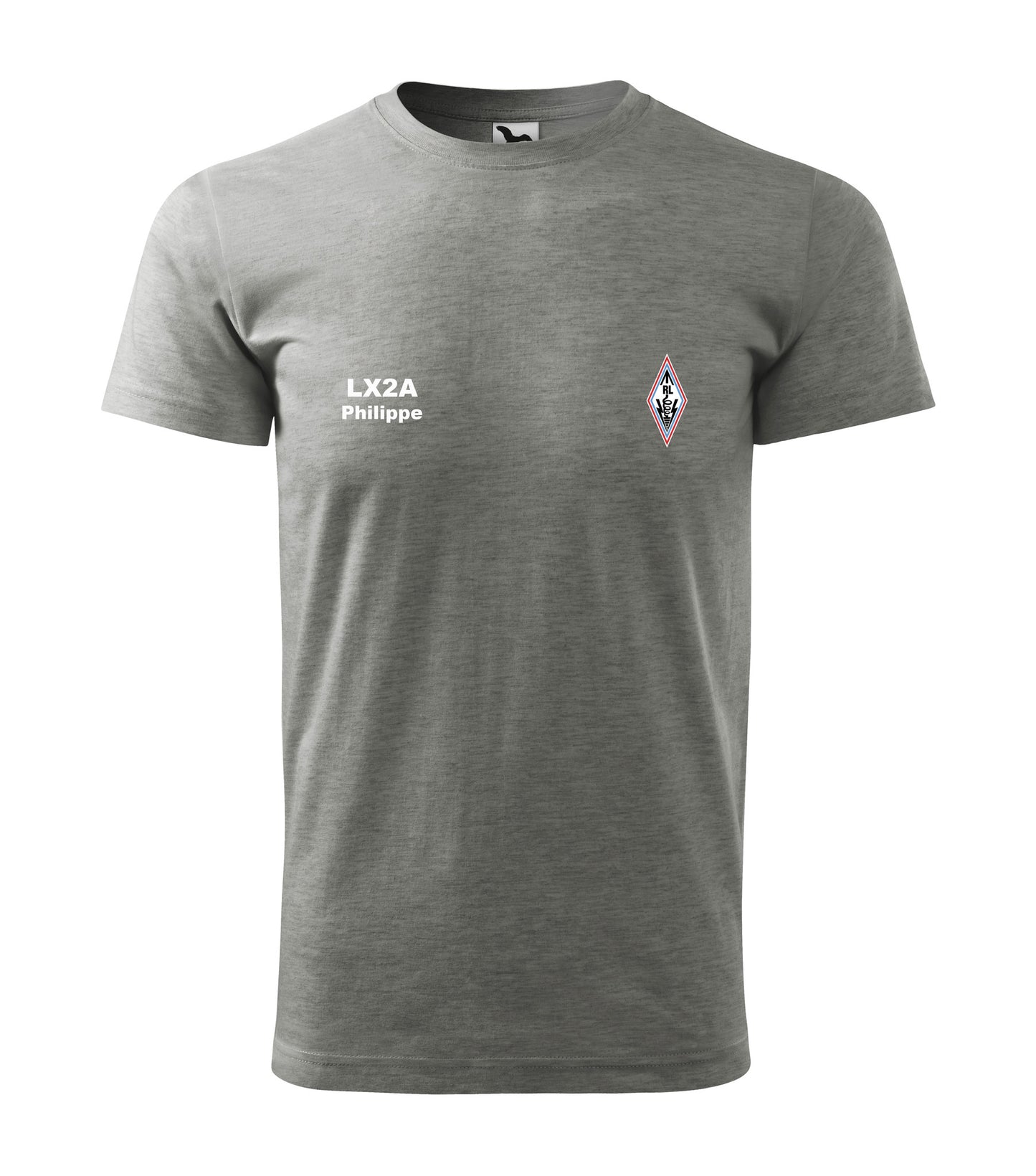 T-shirt Heavy New Unisex, Radioamateurs du Luxembourg - official, personalized with embroidered callsign and name