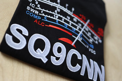 T-shirt S-Meter ze Znakiem Wywoławczym Krótkofalarskim (S-5XL) - Czarny