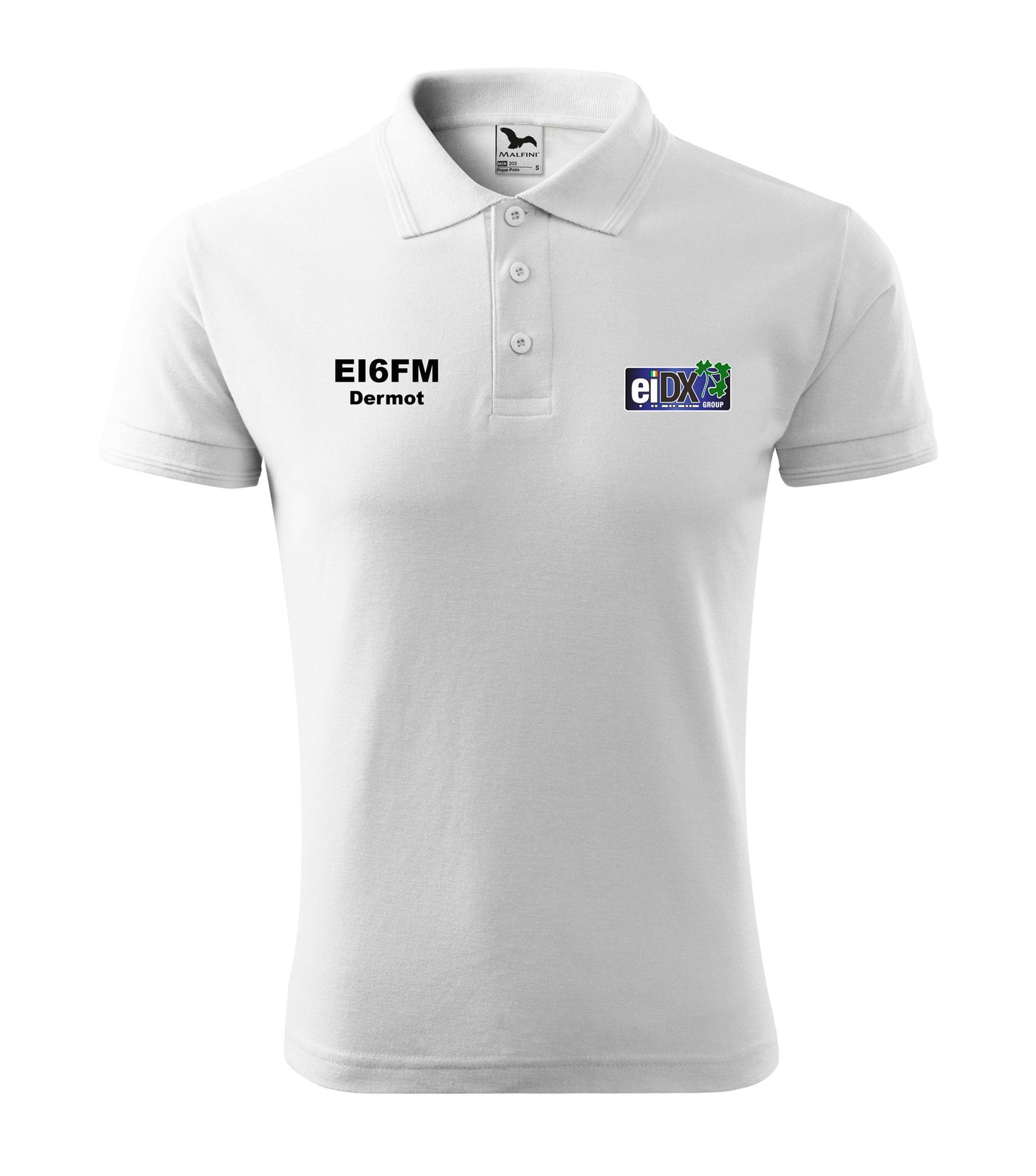 Men's Pique Polo Shirt - EI DX Group -call sign and name - personalized embroidery - official