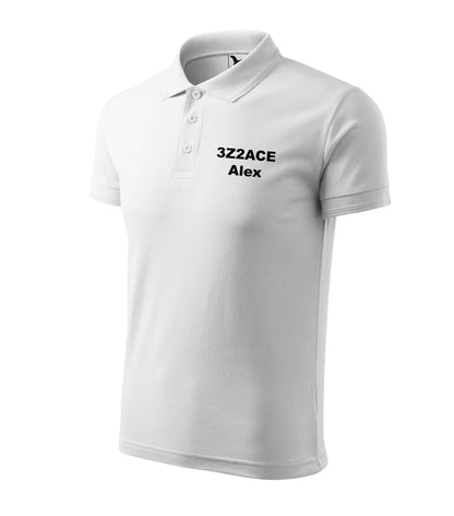 Men's Polo Shirt, White (00) - personalized with embroidery of call sign and name