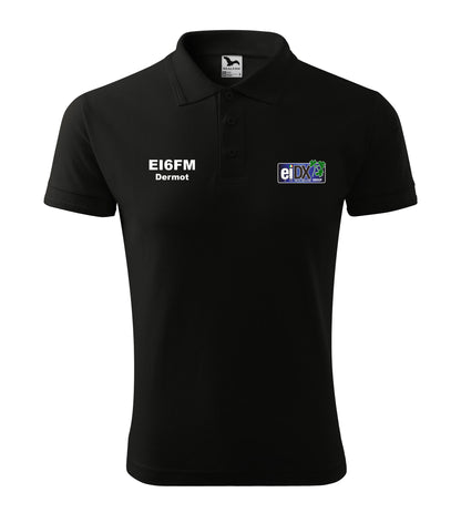 Men's Pique Polo Shirt - EI DX Group -call sign and name - personalized embroidery - official