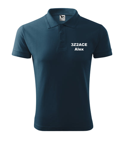 Men's Polo Shirt, NAVY Blue (02) - personalized with embroidery of call sign and name