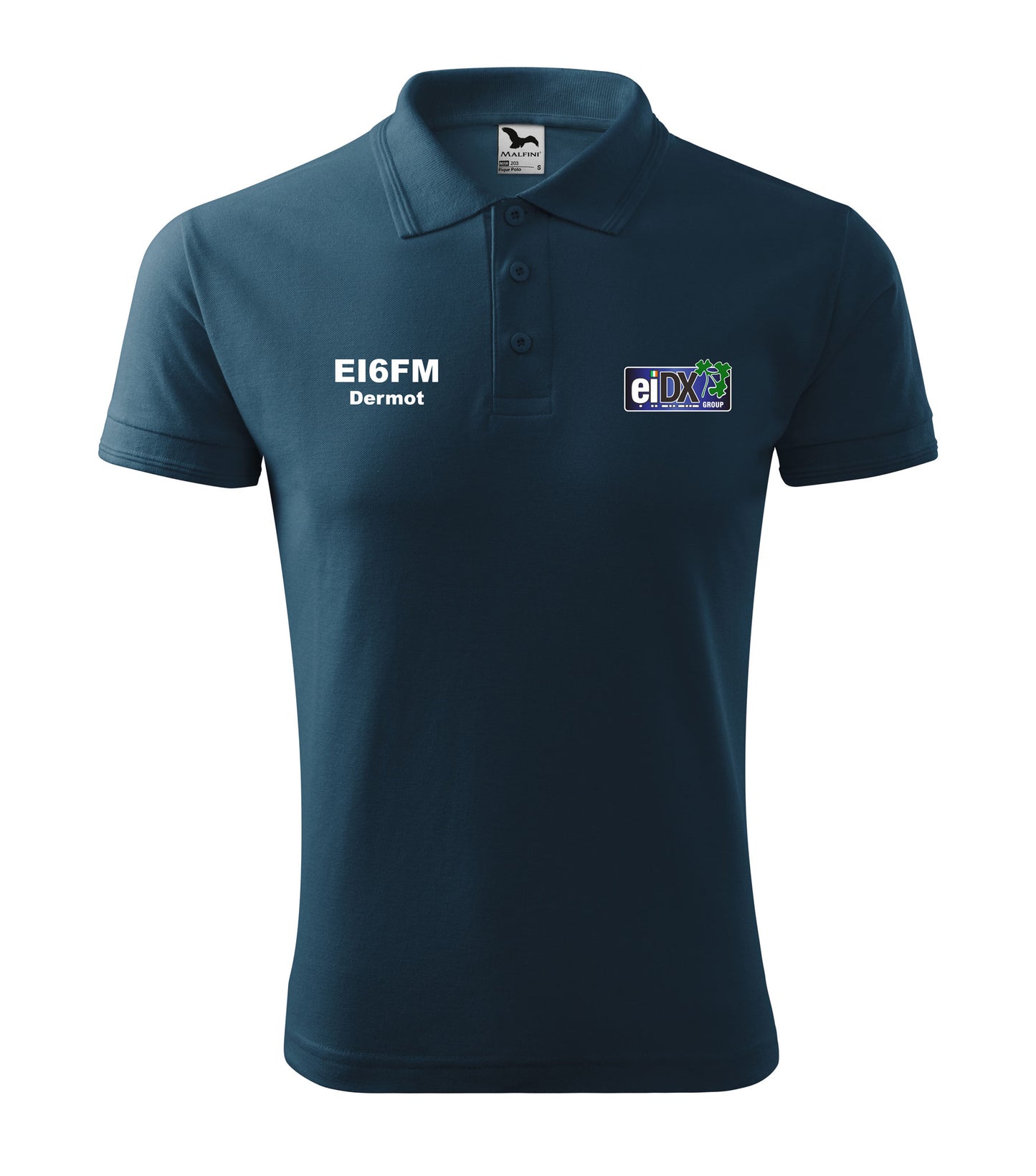 Men's Pique Polo Shirt - EI DX Group -call sign and name - personalized embroidery - official