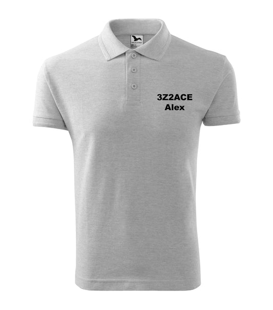 Men's Polo Shirt, Ash Melange (03) - personalized with embroidery of call sign and name