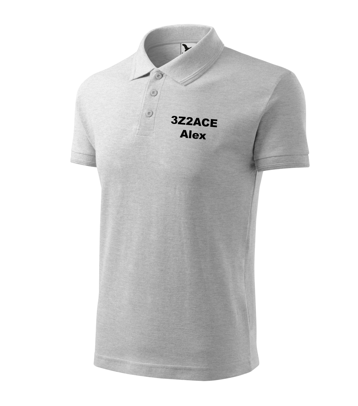 Men's Polo Shirt, Ash Melange (03) - personalized with embroidery of call sign and name