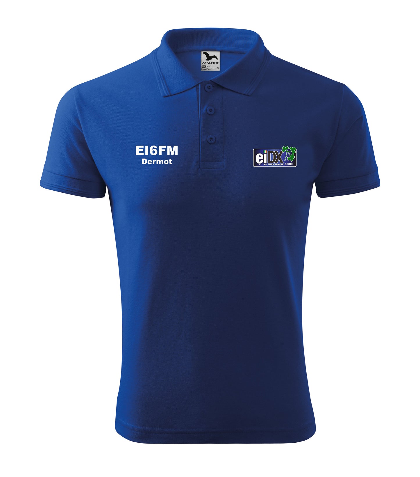 Men's Pique Polo Shirt - EI DX Group -call sign and name - personalized embroidery - official