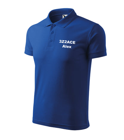 Men's Polo Shirt, Royal Blue (05) - personalized with embroidery of call sign and name