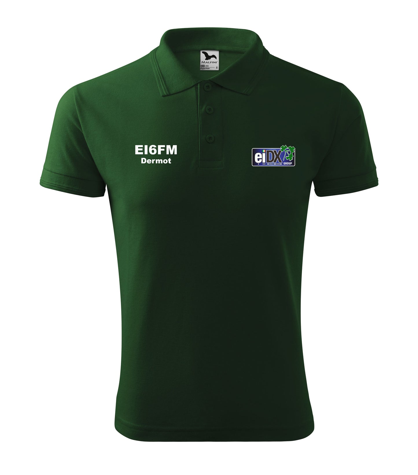 Men's Pique Polo Shirt - EI DX Group -call sign and name - personalized embroidery - official