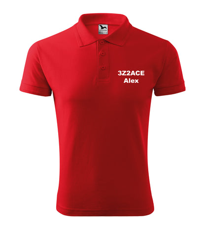 Men's Polo Shirt, Red (07) - personalized with embroidery of call sign and name