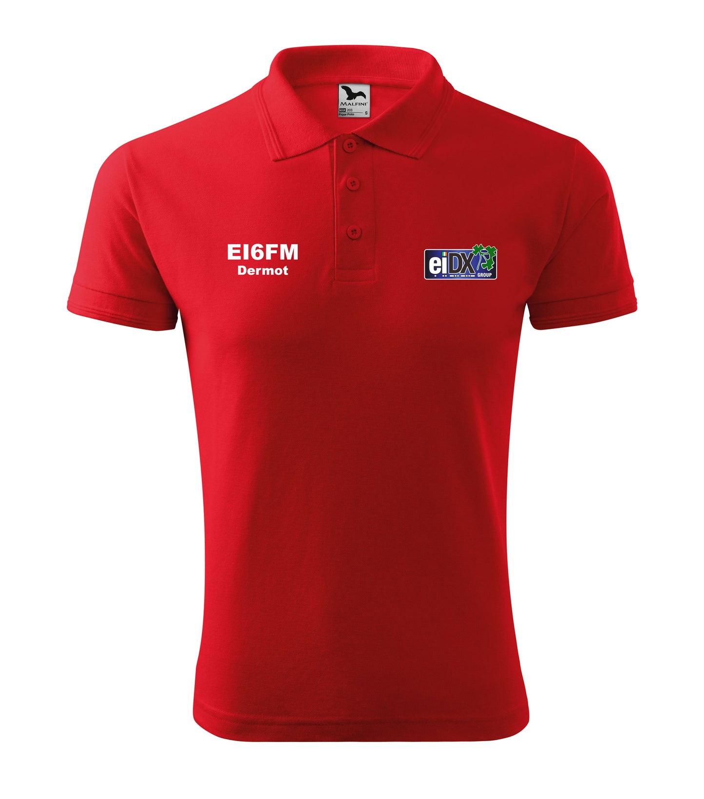 Men's Pique Polo Shirt - EI DX Group -call sign and name - personalized embroidery - official