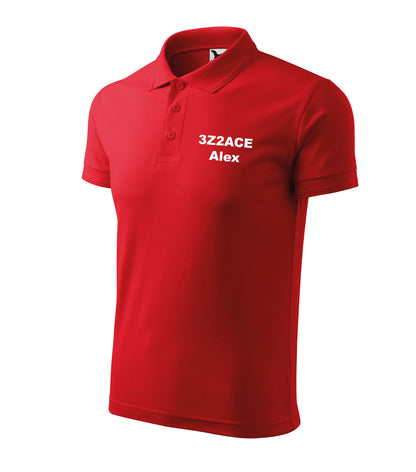 Men's Polo Shirt, Red (07) - personalized with embroidery of call sign and name