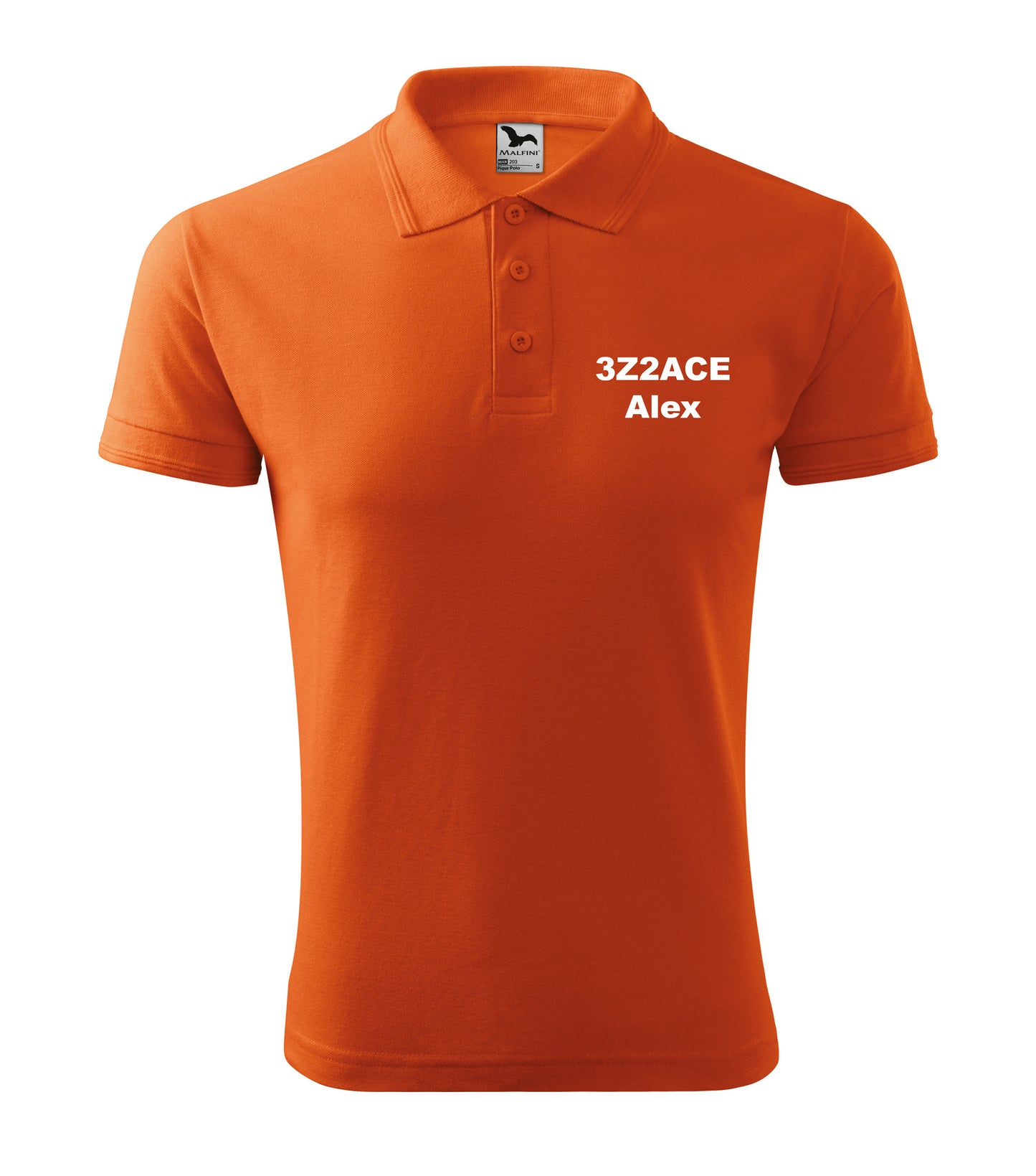 Men's Polo Shirt, Orange (11) - personalized with embroidery of call sign and name