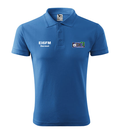 Men's Pique Polo Shirt - EI DX Group -call sign and name - personalized embroidery - official