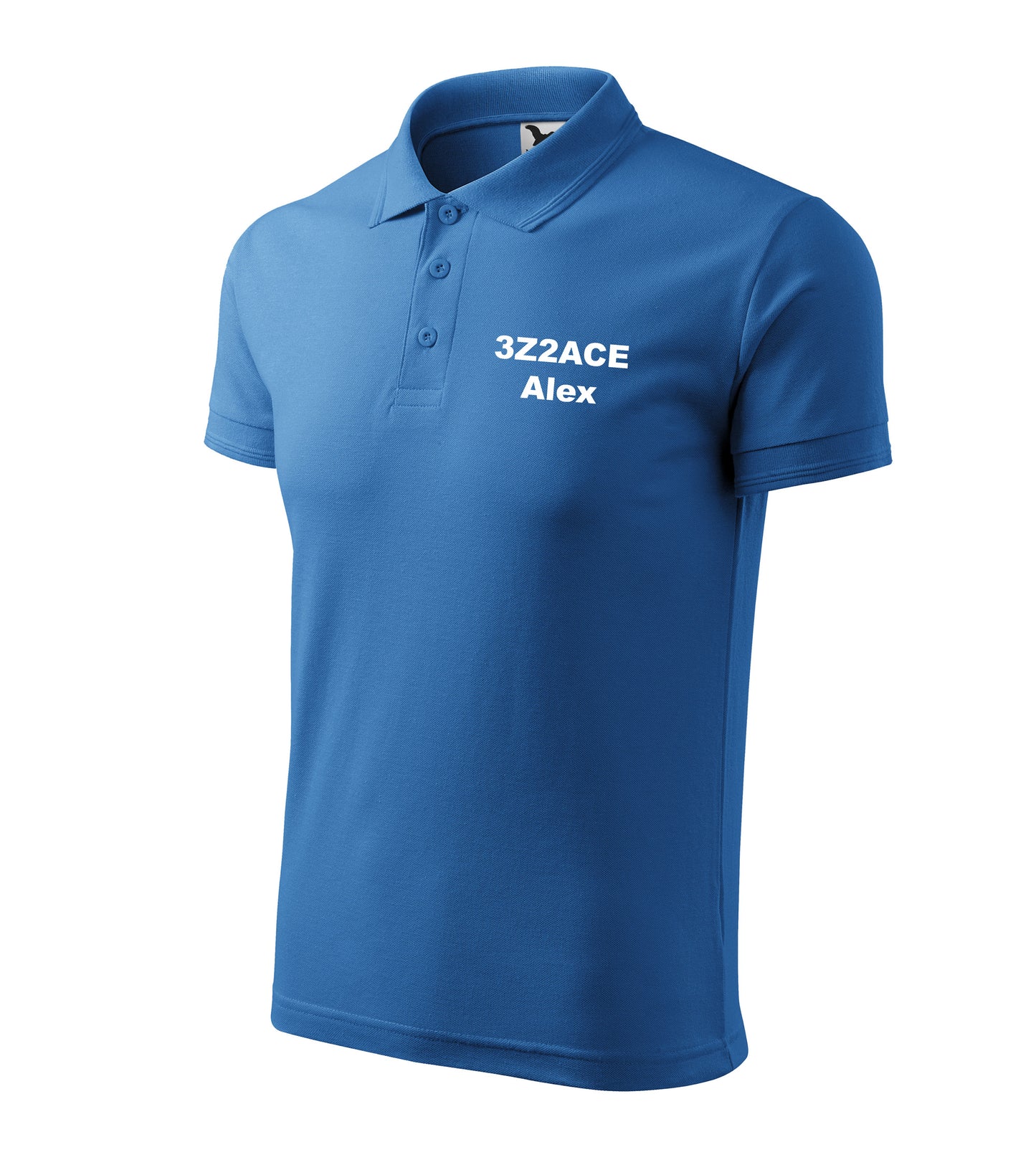 Men's Polo T-shirt, Azure Blue (14) - personalized with embroidery, call sign and name