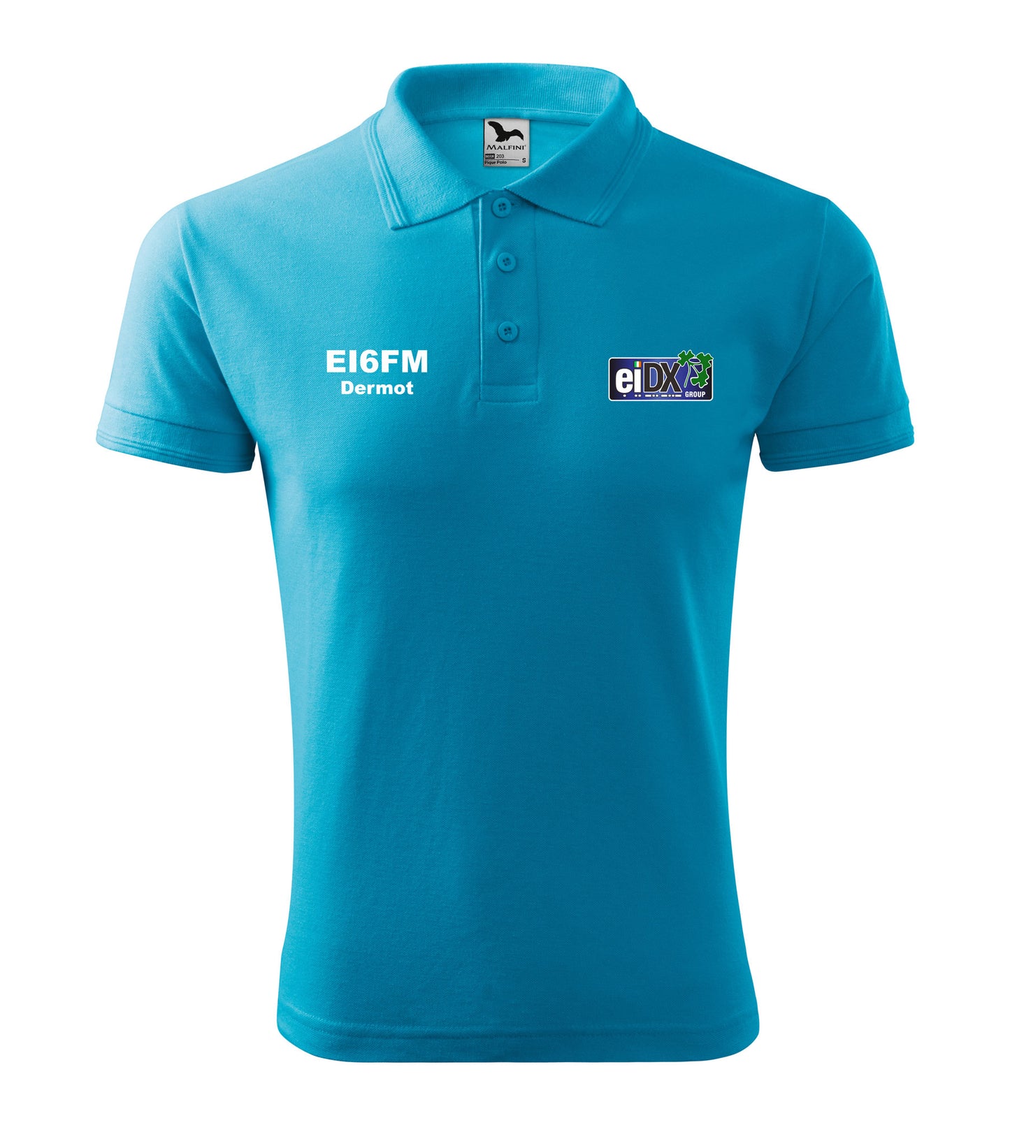 Men's Pique Polo Shirt - EI DX Group -call sign and name - personalized embroidery - official