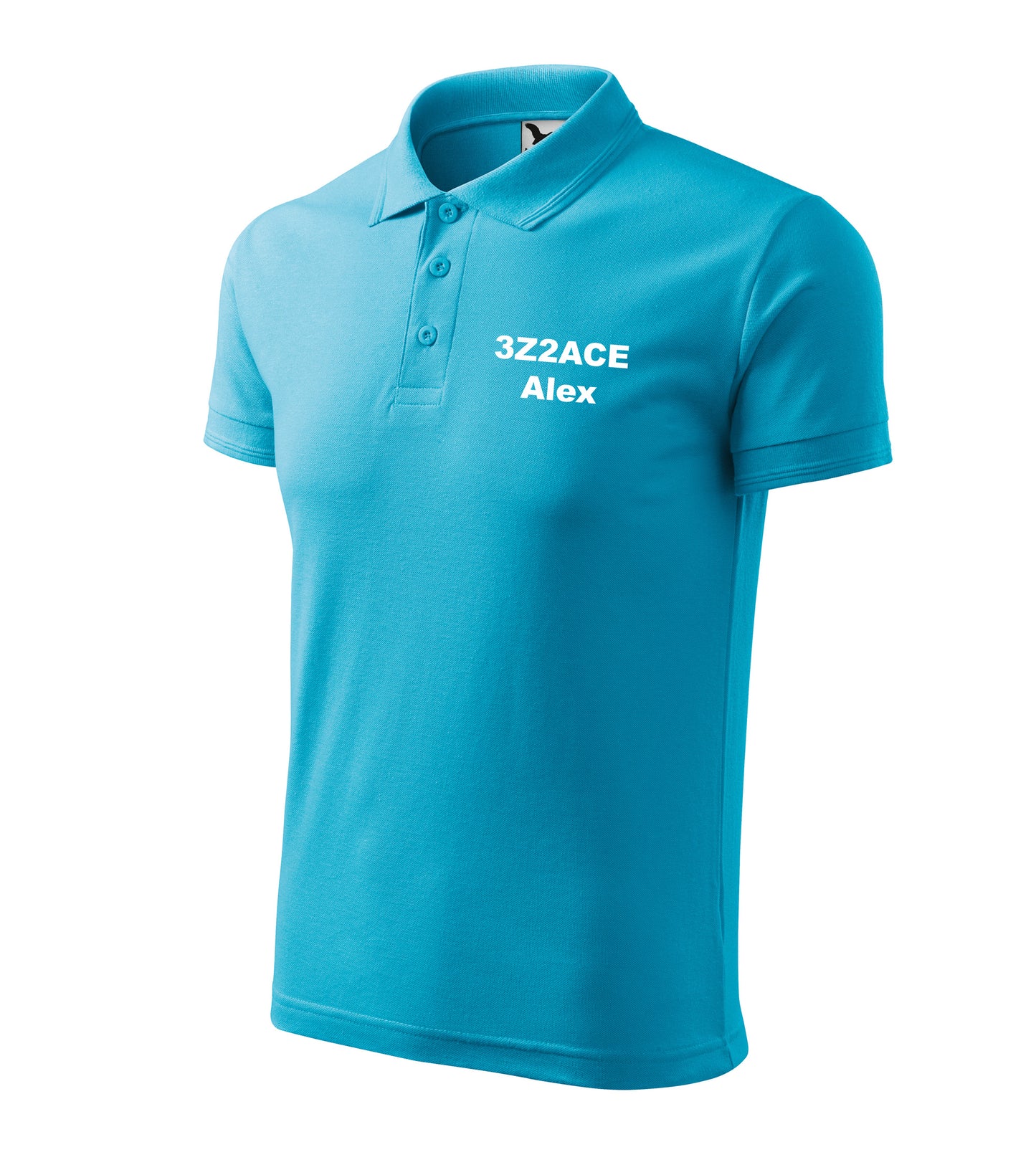 Men's Polo Shirt, Blue Atoll (44) - personalized with embroidery of call sign and name