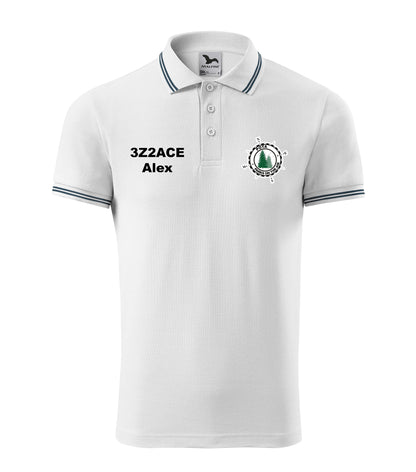Men's Urban Polo Shirt, White (00), POTA - Official Parks On The Air logo, personalized call sign and name