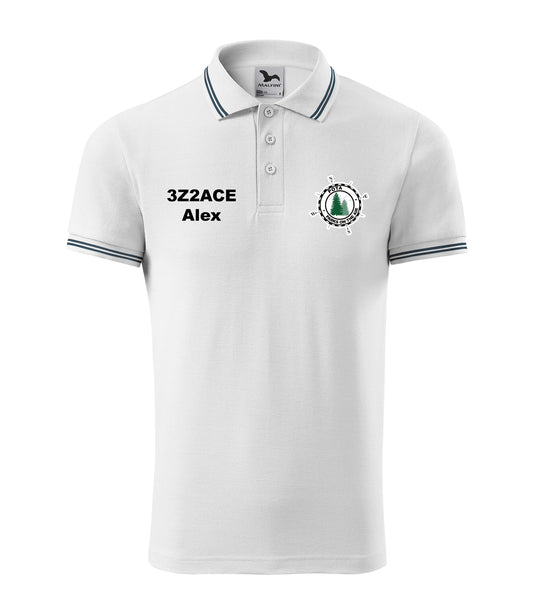 Koszulka Polo Urban Męska, Biała (00), POTA - Oficjalne logo Parks On The Air, personalizowany znak wywoławczy oraz imię