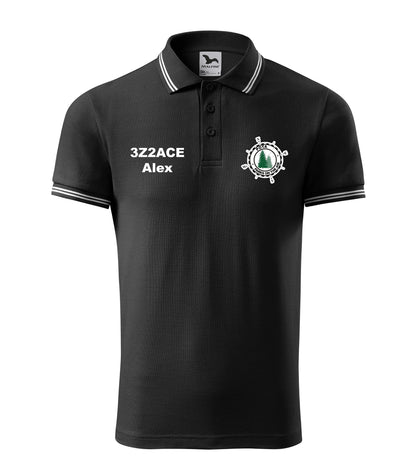 Koszulka Polo Urban Męska, Czarna (01), POTA - Oficjalne logo Parks On The Air, personalizowany znak wywoławczy oraz imię