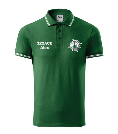 Men's Urban Polo Shirt, Bottle Green (06), POTA - Official Parks On The Air logo, personalized call sign and name