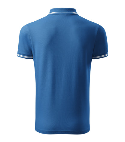 Men's Urban Polo Shirt, Azure Blue (14), POTA - Official Parks On The Air logo, personalized call sign and name
