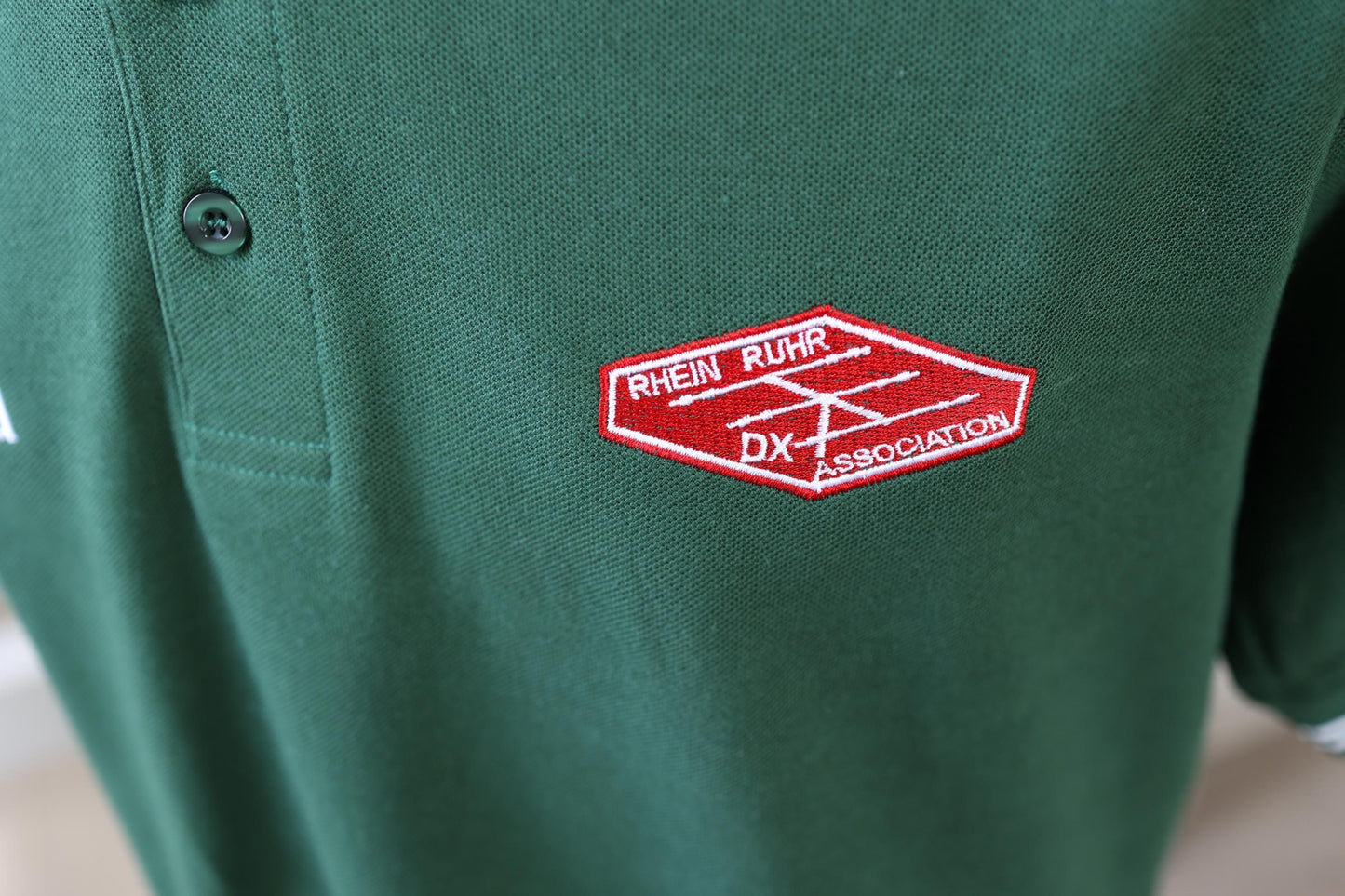 Men's Pique Polo Shirt - RRDXA Rhein Ruhr DX Association -call sign and name - personalized embroidery - official