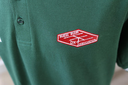 Men's Pique Polo Shirt - RRDXA Rhein Ruhr DX Association -call sign and name - personalized embroidery - official