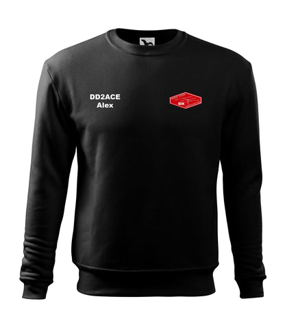 Męska bluza bez kaptura - RRDXA Rhein Ruhr DX Association -znak wywoławczo raz imię - personalizowana haftem - oficjalna