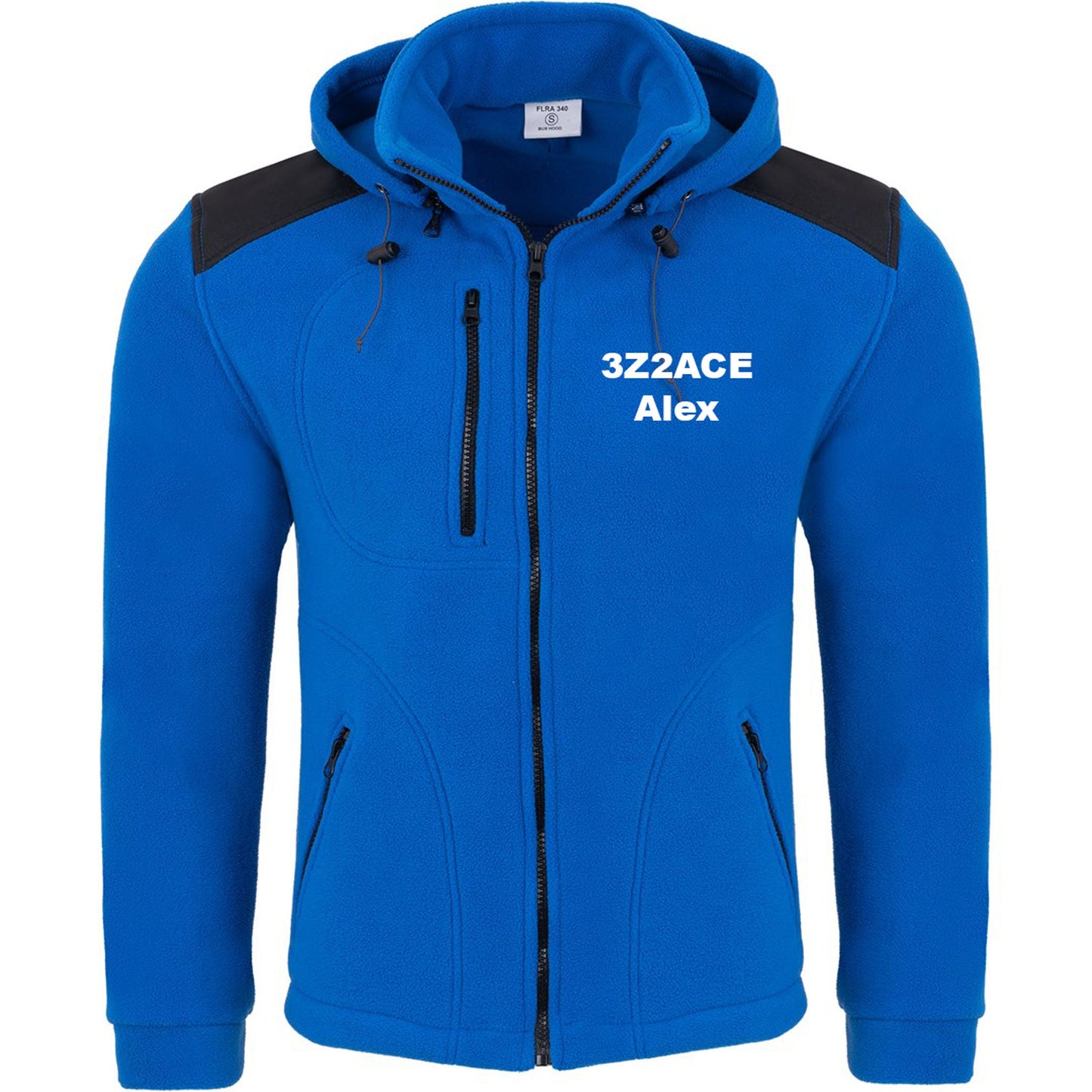 Men's fleece jacket with detachable hood - with embroidered amateur radio call sign and name (RB/BK)