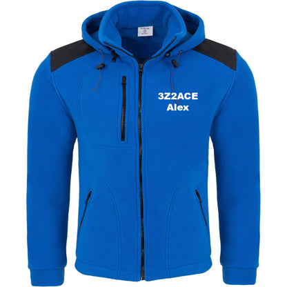 Men's fleece jacket with detachable hood - with embroidered amateur radio call sign and name (RB/BK)