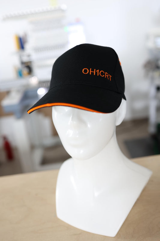 Amateur radio operator's cap with a small embroidered call sign