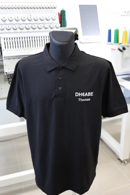 Men's Polo Shirt, Black (01) - personalized with call sign and name embroidery