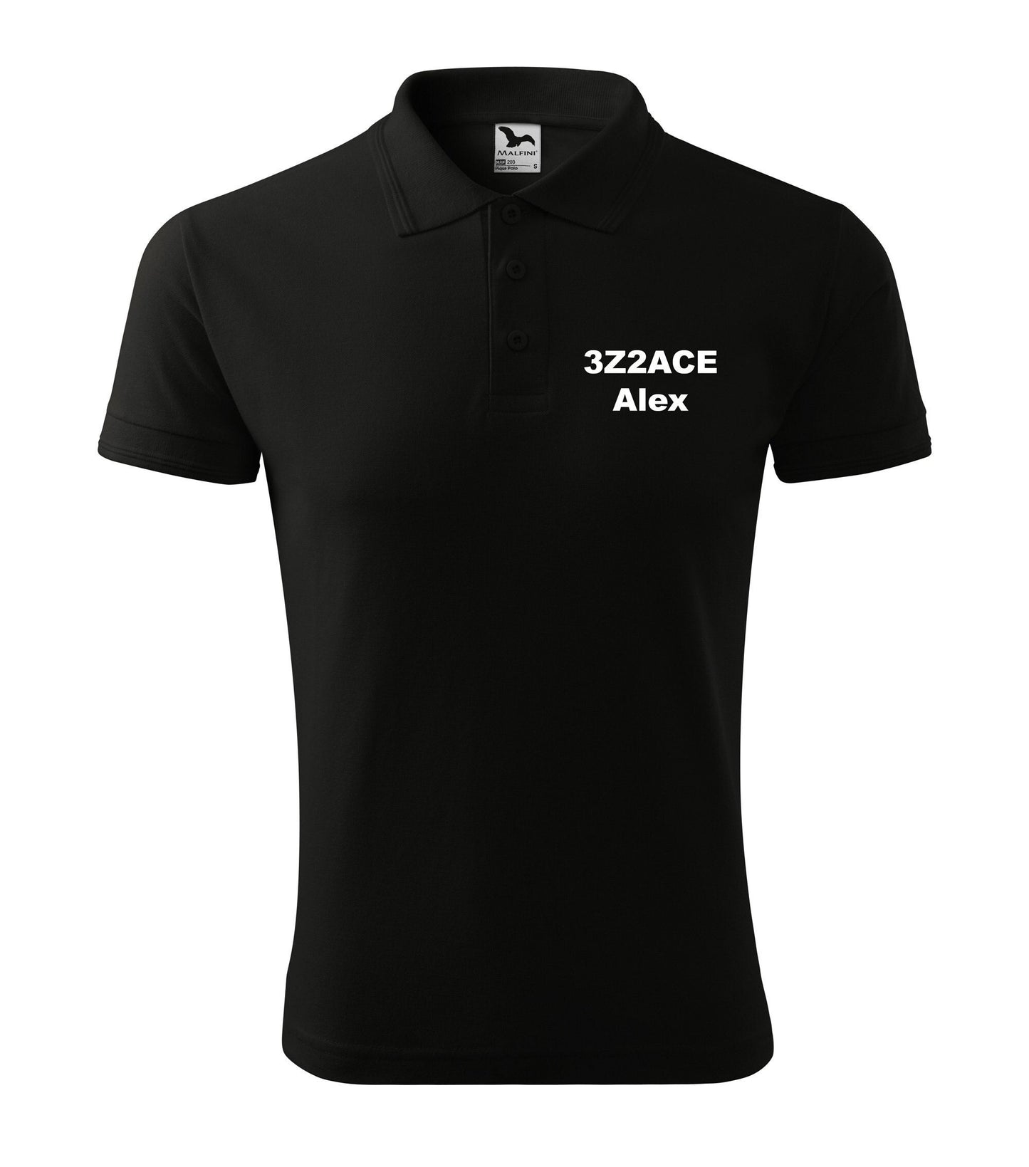 Men's Polo Shirt, Black (01) - personalized with call sign and name embroidery
