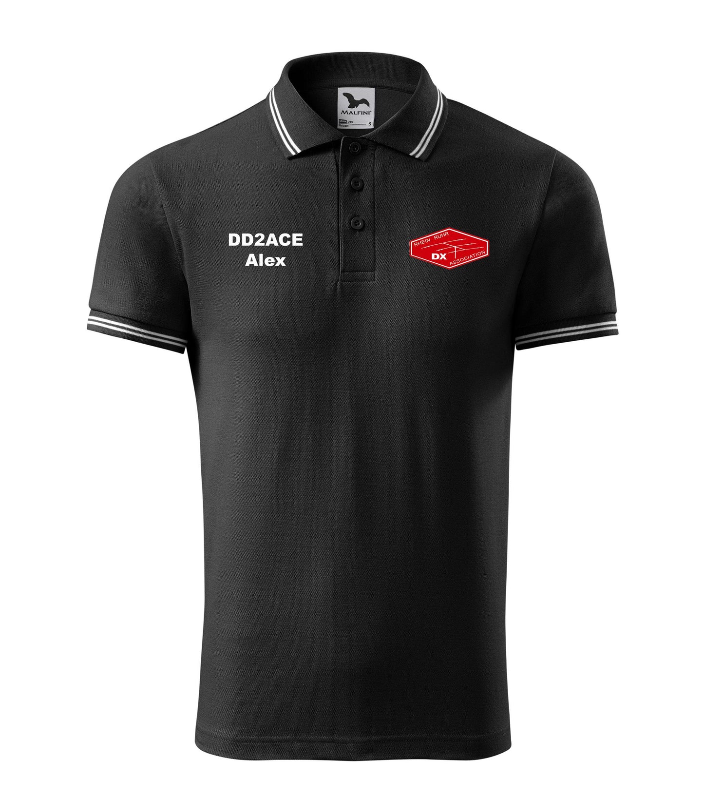 Męska Koszulka Polo Urban - RRDXA Rhein Ruhr DX Association -znak wywoławczo raz imię - personalizowana haftem