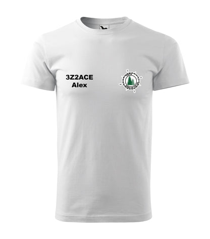 Heavy New Unisex T-shirt, White (00), POTA - Official Parks On The Air Logo, Personalized Call Sign and Name