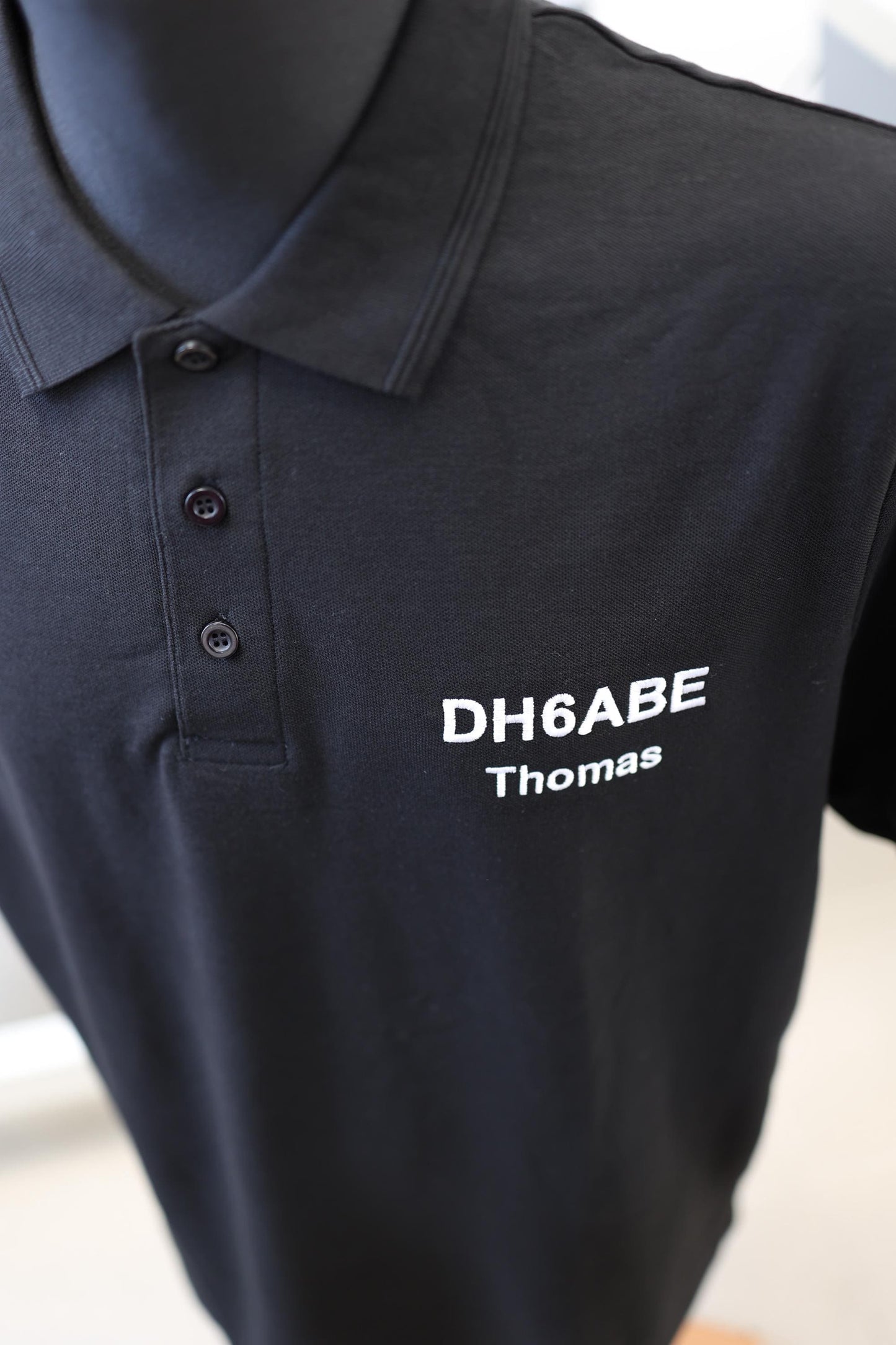 Men's Polo Shirt, Black (01) - personalized with call sign and name embroidery