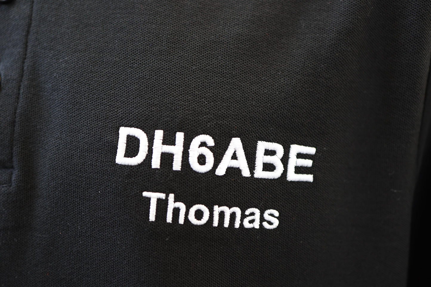 Men's Polo Shirt, Black (01) - personalized with call sign and name embroidery