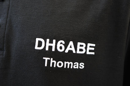 Men's Polo Shirt, Black (01) - personalized with call sign and name embroidery