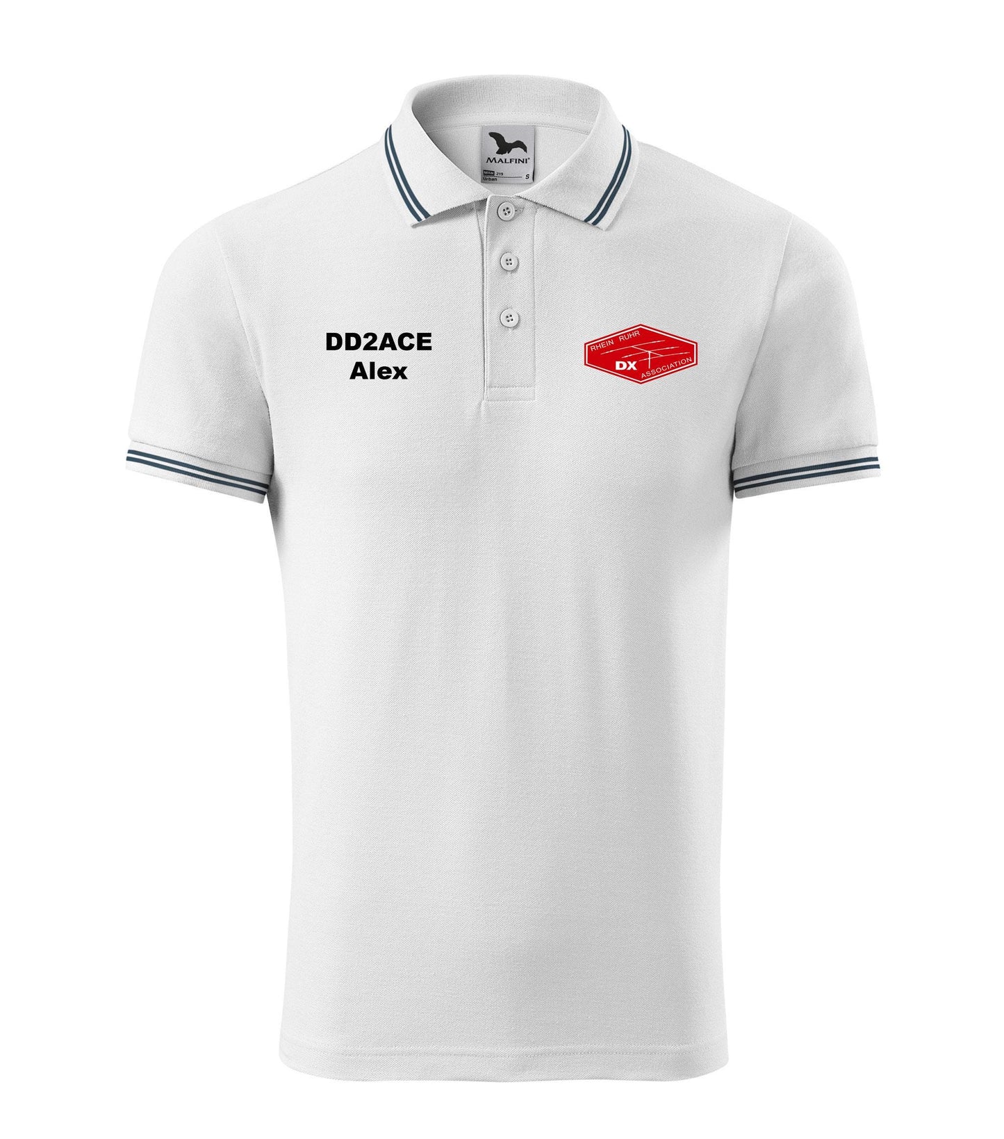 Męska Koszulka Polo Urban - RRDXA Rhein Ruhr DX Association -znak wywoławczo raz imię - personalizowana haftem