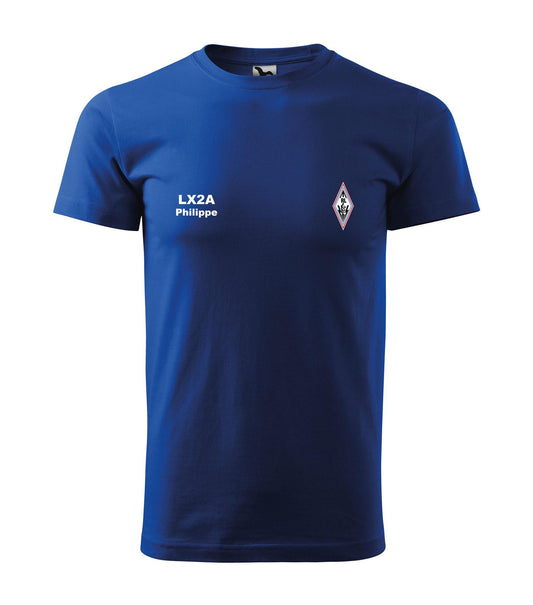 Koszulka T-shirt Heavy New Unisex, Radioamateurs du Luxembourg - oficjalna, personalizowany haftem&nbsp; znak wywoławczy oraz imię