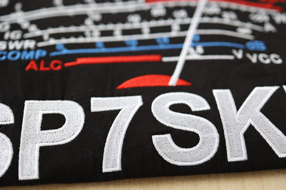 T-shirt S-Meter ze Znakiem Wywoławczym Krótkofalarskim (S-5XL) - Czarny